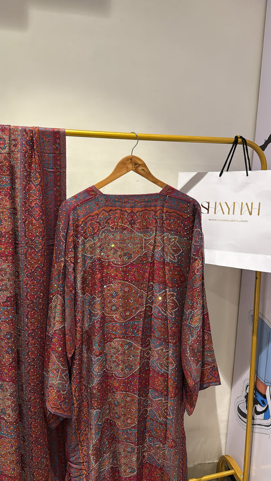 Multicolour Pashmina abaya with matching Sheila