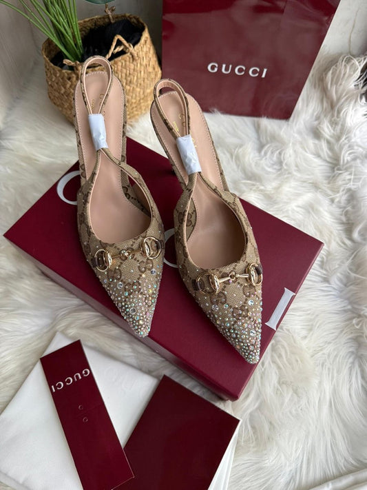 Gucci sparkling heels with box