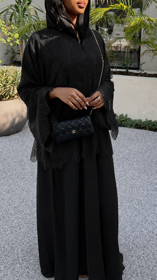 Imperial black laćé abaya