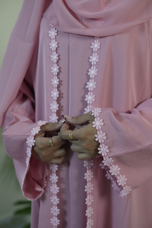 Floral lace abaya