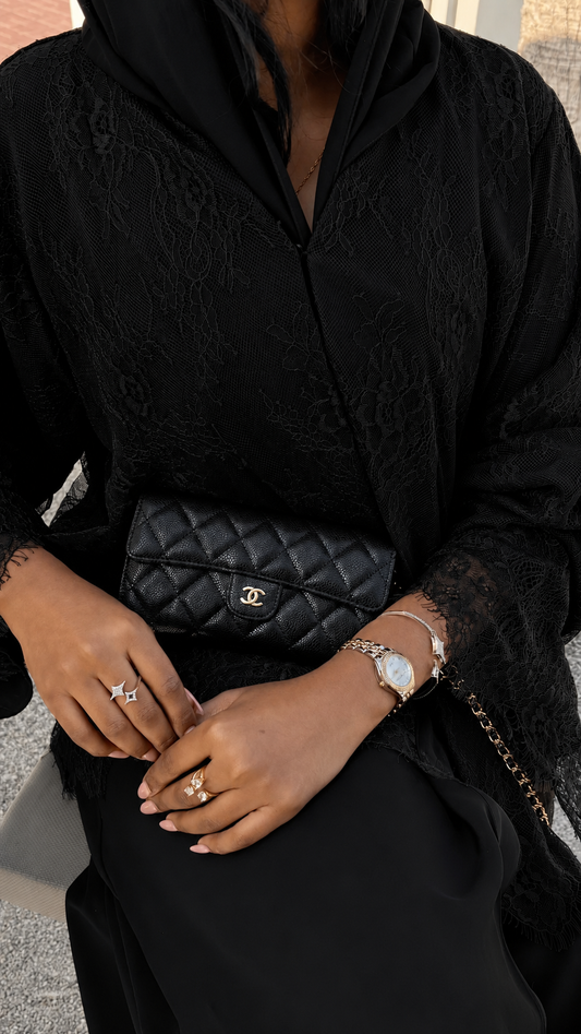 Imperial black laćé abaya
