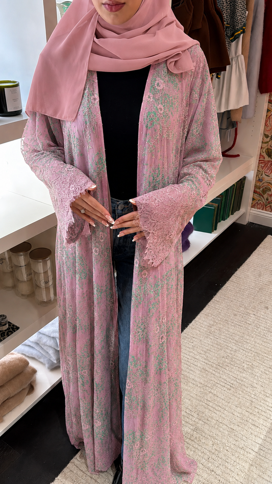 Dentelle Abaya pink