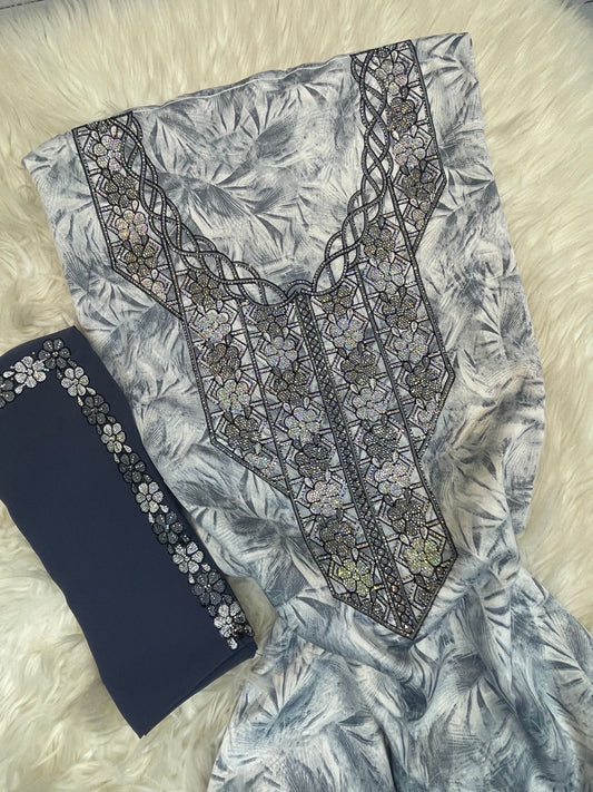 Premium unstitched Mukhawar with Sheila