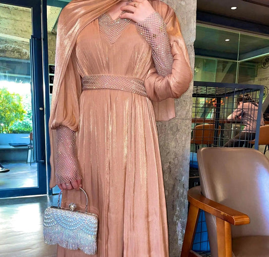 Midnight sapphire organza abaya