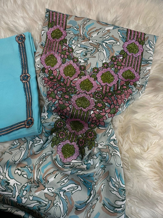 Premium unstitched Mukhawar with Sheila