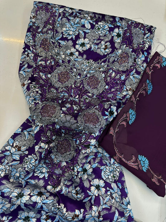 Premium unstitched Mukhawar with Sheila