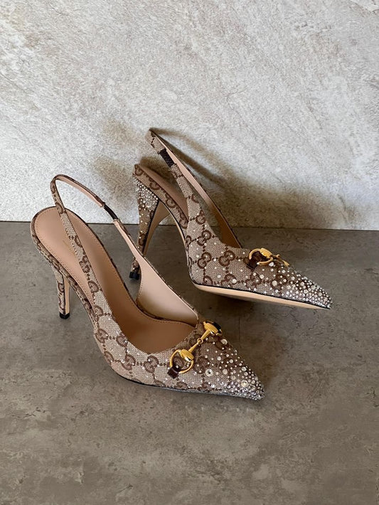 Gucci sparkling heels with box